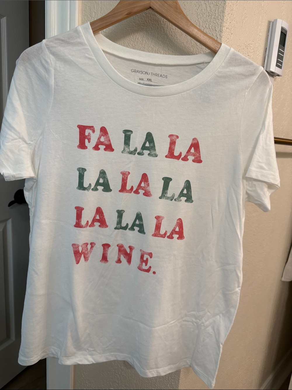 Grayson Threads White Short-Sleeve 'Fa La La Wine' Graphic Tee